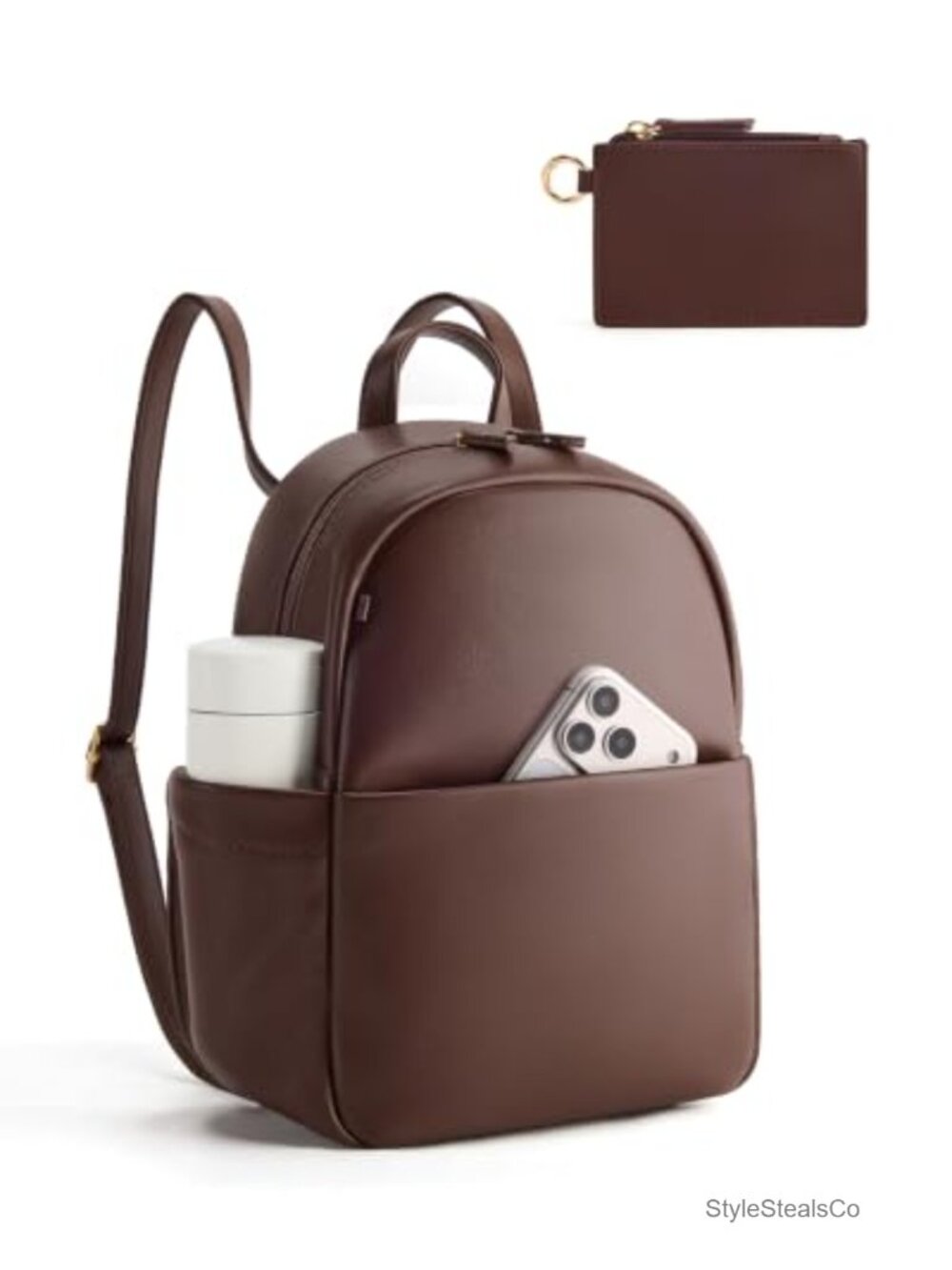 Vegan Leather Mini Backpack Purse Convertible 4-Way Faux Leather